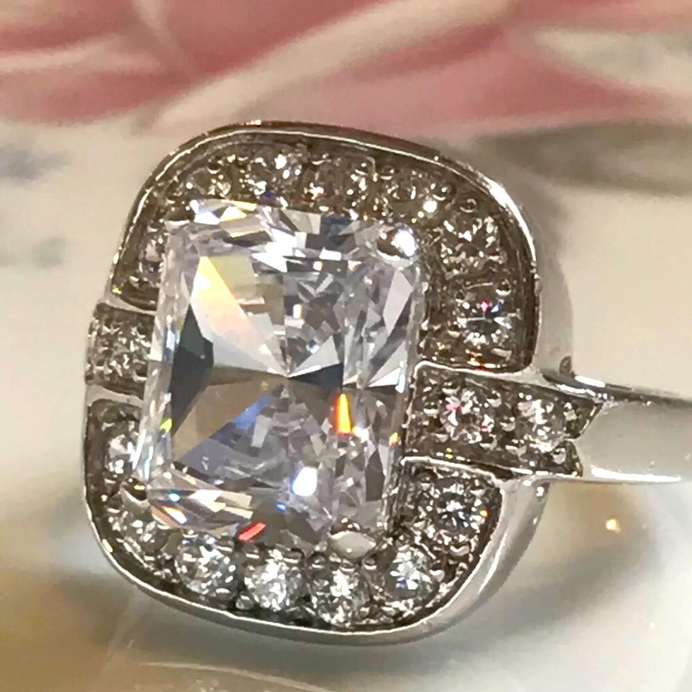 Simulated Diamond Ring - Sterling Silver .925